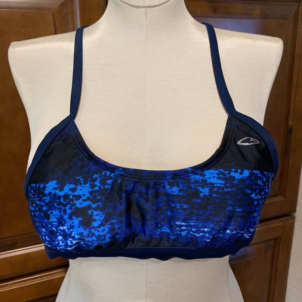 NEW C9 by Champion Ladies XS Blue & Black Sports Bra Style Bikini Top Swimwear